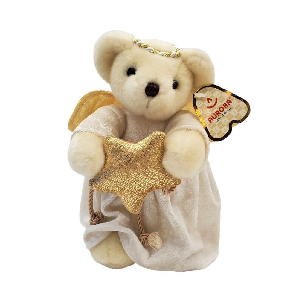Aurora Angel of Joy‎ Teddy Bear Plush Christmas Holiday Stuffed Animal Gold Star